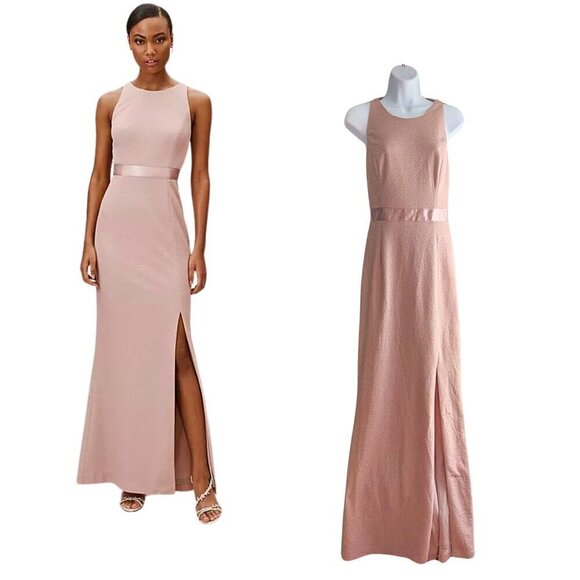 NWT BHLDN Adrianna PAPELL Idris Metallic Pink Prom Bridesmaid Dress Size 8 - Picture 1 of 9